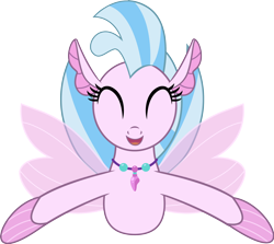 Size: 2390x2130 | Tagged: safe, artist:andrevus, character:silverstream, species:seapony (g4), episode:school daze, g4, my little pony: friendship is magic, cute, diastreamies, eyes closed, female, incoming hug, it's coming right at us, jewelry, open mouth, simple background, smiling, solo, transparent background, vector