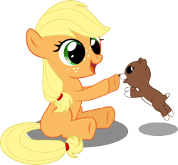 Size: 1168x1090 | Tagged: safe, artist:matty4z, character:applejack, character:winona, cute, filly, jackabetes, puppy, simple background, transparent background, vector