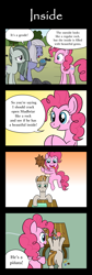 Size: 800x2376 | Tagged: safe, artist:sazanamibd, character:limestone pie, character:marble pie, character:mudbriar, character:pinkie pie, species:earth pony, species:pony, episode:the maud couple, g4, my little pony: friendship is magic, 4koma, candy, candy gore, comic, death, female, food, gore, grimderp, implied murder, lollipop, mace, male, mare, piñata, stallion, weapon