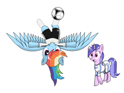 Size: 1213x918 | Tagged: safe, artist:isegrim87, edit, character:rainbow dash, character:sea swirl, species:pegasus, species:pony, species:unicorn, background pony, clothing, female, football, germany, mare, simple background, socks, sports, transparent background, vector