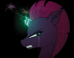 Size: 1162x914 | Tagged: safe, artist:pinkberry, character:fizzlepop berrytwist, character:tempest shadow, species:pony, species:unicorn, my little pony: the movie (2017), angry, broken horn, crying, glowing horn, magic, rage, sad