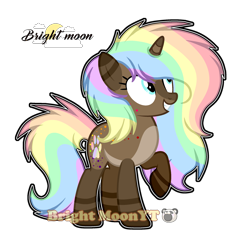 Size: 2236x2292 | Tagged: safe, artist:sleppchocolatemlp, oc, oc:cocoa swirl, species:pony, species:unicorn, female, high res, mare, paw prints, rainbow hair, raised hoof, simple background, solo, transparent background