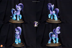 Size: 9216x6144 | Tagged: safe, artist:shuxer59, character:starlight glimmer, species:pony, species:unicorn, absurd resolution, clothing, craft, cutie mark, female, horn, irl, mare, patreon, patreon logo, photo, plot, raised hoof, sculpture, smiling, socks, solo, striped socks, teeth