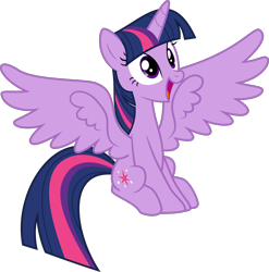 Size: 2000x2028 | Tagged: safe, artist:jp, derpibooru original, character:twilight sparkle, character:twilight sparkle (alicorn), species:alicorn, species:pony, episode:horse play, g4, my little pony: friendship is magic, .svg available, cute, female, happy, simple background, sitting, solo, spread wings, svg, transparent background, twiabetes, vector, wings