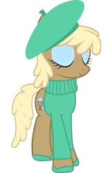Size: 1000x1641 | Tagged: safe, artist:cool77778, character:mjölna, beatnik rarity, beret, clothing, hat, simple background, solo, sweater, transparent background