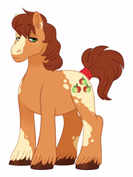 Size: 1600x2133 | Tagged: safe, artist:whisperseas, oc, oc only, oc:crab apple, parent:applejack, parent:trouble shoes, parents:troublejack, species:earth pony, species:pony, freckles, male, offspring, simple background, solo, stallion, unshorn fetlocks, white background