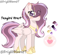 Size: 1024x952 | Tagged: safe, artist:jxst-roch, oc, oc:tangled heart, parent:pound cake, parent:princess flurry heart, parents:poundflurry, species:pegasus, species:pony, female, mare, offspring, reference sheet, simple background, solo, transparent background