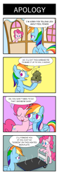 Size: 800x2376 | Tagged: safe, artist:sazanamibd, character:pinkie pie, character:rainbow dash, species:pegasus, species:pony, episode:secrets and pies, g4, my little pony: friendship is magic, 4koma, comic, female, fly, food, mare, pie, sadism