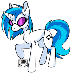 Size: 1280x1308 | Tagged: safe, artist:draikinator, character:dj pon-3, character:vinyl scratch, species:pony, species:unicorn, cutie mark, female, mare, raised hoof, simple background, solo, transparent background, vinyl's glasses