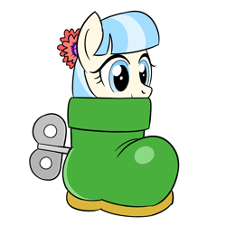 Size: 1500x1500 | Tagged: safe, artist:sazanamibd, character:coco pommel, species:earth pony, species:pony, boot, cocobetes, cute, female, goomba's shoe, mare, simple background, solo, super mario bros., super mario bros. 3, white background, wind up key