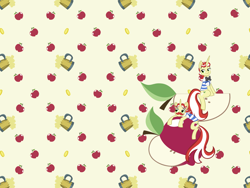 Size: 1600x1200 | Tagged: safe, artist:catnipfairy, character:flam, character:flim, species:pony, species:unicorn, abstract background, apple, chibi, cider, duo, duo male, male, stallion, vector, wallpaper