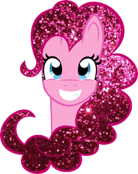Size: 2324x2933 | Tagged: safe, artist:catnipfairy, character:pinkie pie, species:earth pony, species:pony, female, glitter, high res, i really like her mane, mare, simple background, smiling, solo, sparkly, transparent background, vector