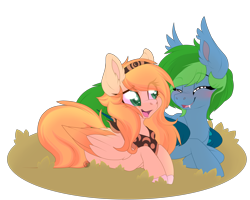 Size: 5000x4000 | Tagged: safe, artist:red_moonwolf, oc, oc only, oc:feral fable, oc:pancake, species:bat pony, species:pegasus, species:pony, blushing, simple background, transparent background