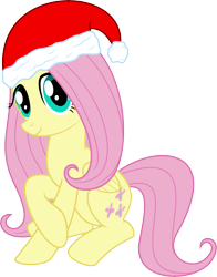 Size: 10726x13700 | Tagged: safe, artist:psyxofthoros, character:fluttershy, episode:hearth's warming eve, g4, my little pony: friendship is magic, absurd resolution, christmas, clothing, female, hat, santa hat, simple background, solo, transparent background, vector