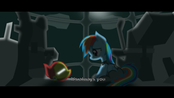 Size: 3543x1993 | Tagged: safe, artist:zylgchs, derpibooru original, character:rainbow dash, species:pony, spoilers for another series, avengers, avengers: endgame, caption, clothing, female, iron man, marvel cinematic universe, ponified, sad, sitting, solo, space, spaceship, that was fast, vector