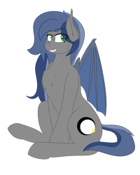 Size: 2000x2500 | Tagged: safe, artist:eclipsepenumbra, artist:eclipsethebat, oc, oc only, oc:eclipse penumbra, species:bat pony, 2019 community collab, derpibooru community collaboration, green eyes, simple background, sitting, solo, transparent background, wings