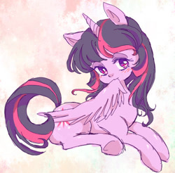 Size: 450x443 | Tagged: safe, artist:tsukuda, character:twilight sparkle, character:twilight sparkle (alicorn), species:alicorn, species:pony, blushing, cute, female, mare, preening, solo, twiabetes