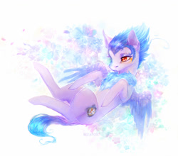 Size: 2600x2284 | Tagged: safe, artist:elzafox, oc, oc only, oc:empyrea, species:pegasus, species:pony, chest fluff, commission, cute, female, flower, fluffy, lying down, mare, solo, ych result