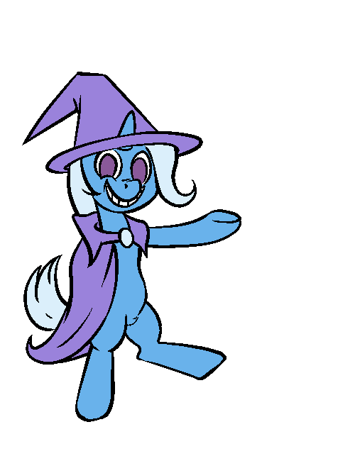 Size: 500x650 | Tagged: safe, artist:senaelik, character:trixie, species:pony, species:unicorn, /mlp/, animated, dancing, deltarune, drawthread, female, gif, jevil, mare, simple background, solo, transparent background
