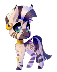 Size: 1371x1735 | Tagged: safe, artist:creepyfreddy, artist:soundwavepie, character:zecora, species:pony, species:zebra, beanbrows, chest fluff, cute, ear fluff, ear piercing, eyebrows, female, jewelry, leonine tail, mare, piercing, simple background, solo, transparent background, zecorable