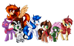 Size: 4500x2800 | Tagged: safe, artist:siggie740, oc, oc only, species:classical hippogriff, species:dragon, species:earth pony, species:hippogriff, species:kirin, species:pegasus, species:pony, species:zebra, dragoness, female, group, male, mare, simple background, stallion, transparent background