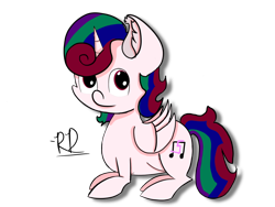 Size: 2048x1536 | Tagged: safe, artist:rubydeluxe, oc, oc only, oc:holly dance, species:alicorn, species:pony, alicorn oc, chibi, cutie mark, digital art, ear fluff, horn, looking at you, lying down, old art, signature, simple background, transparent background, wings