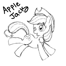 Size: 1080x1080 | Tagged: safe, artist:sugar-plum, character:applejack, species:earth pony, species:pony, female, looking back, mare, monochrome, solo, wink