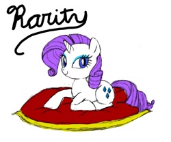 Size: 1296x1080 | Tagged: safe, artist:sugar-plum, character:rarity, species:pony, species:unicorn, female, mare, prone, simple background, smiling, solo, white background
