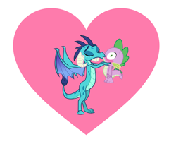 Size: 1900x1552 | Tagged: safe, artist:swiftgaiathebrony, character:princess ember, character:spike, ship:emberspike, female, heart, male, shipping, straight