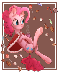 Size: 4000x5000 | Tagged: safe, artist:worldlofldreams, character:pinkie pie, species:earth pony, species:pony, candy, candy cane, coffee, cookie, cup, drink, female, food, happy new year, holiday, mare, solo