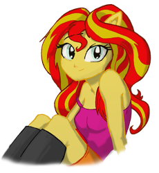 Size: 827x900 | Tagged: safe, artist:yewdee, character:sunset shimmer, my little pony:equestria girls, boots, clothing, female, looking at you, shoes, simple background, smiling, solo, transparent background