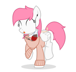 Size: 3084x2897 | Tagged: safe, artist:zylgchs, oc, oc only, species:pegasus, species:pony, alternate color palette, clothing, coke, earbuds, eyes closed, happy, hoodie, phone, simple background, soda, solo, tongue out, transparent background, vector