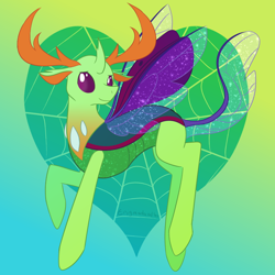 Size: 900x900 | Tagged: safe, artist:enigmadoodles, character:thorax, species:changeling, species:reformed changeling, cute, gradient background, heart, heart background, male, solo, thorabetes