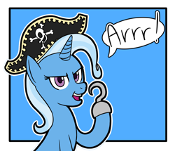 Size: 800x687 | Tagged: safe, artist:redahfuhrerking, character:trixie, species:pony, species:unicorn, clothing, female, hat, hook, pirate, pirate hat, solo