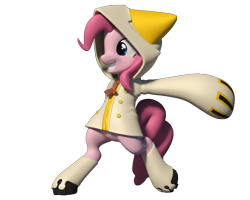 Size: 1280x1024 | Tagged: safe, artist:clawed-nyasu, character:pinkie pie, 3d, 3d model, blazblue, clothing, commission, cosplay, costume, crossover, simple background, taokaka, transparent background