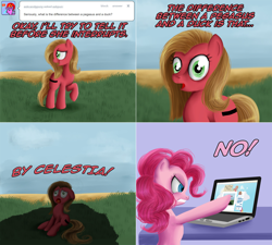 Size: 1780x1602 | Tagged: safe, artist:wourdeluck, character:pinkie pie, oc, oc:pun, species:pony, ask pun, ask, fourth wall, hotblooded pinkie pie, no