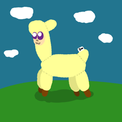 Size: 1000x1000 | Tagged: safe, artist:artdbait, community related, character:paprika paca, species:alpaca, them's fightin' herds, 1000 hours in ms paint, female, fightin' doods, plushie, price tag, solo