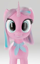 Size: 722x1165 | Tagged: safe, artist:gabe2252, character:clear sky, species:pony, species:unicorn, episode:common ground, g4, my little pony: friendship is magic, 3d, blender, cycles, female, gray background, mare, neckerchief, simple background, solo, that was fast, uncanny valley
