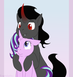 Size: 900x950 | Tagged: safe, artist:enigmadoodles, character:king sombra, character:starlight glimmer, species:pony, species:unicorn, cute, female, male, shipping, starlightsombra, straight