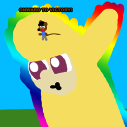 Size: 480x480 | Tagged: safe, artist:artdbait, community related, character:paprika paca, oc, oc:nappy, species:alpaca, them's fightin' herds, fightin' doods, glare, mouse, rainbow power, simple background, this will end in hugs