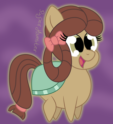 Size: 1336x1474 | Tagged: safe, artist:puperhamster, character:yona, species:pony, species:yak, episode:she's all yak, g4, my little pony: friendship is magic, chibi, cute, female, happy, ponified, pony yona, simple background, solo, species swap, yonadorable