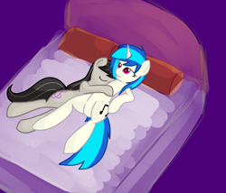 Size: 1280x1098 | Tagged: safe, artist:jade meteor, character:dj pon-3, character:octavia melody, character:vinyl scratch, ship:scratchtavia, bed, shipping, snuggling