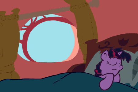 Size: 450x300 | Tagged: safe, artist:piggybank12, character:spike, character:twilight sparkle, animated, bed, bed mane, breath, breathing, messy mane, sleeping