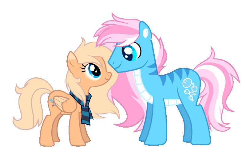 Size: 800x500 | Tagged: safe, artist:askometa, oc, oc only, oc:liu, oc:mirta whoowlms, species:earth pony, species:pegasus, species:pony, animated, clothing, gif, scarf, simple background, transparent background, ych result
