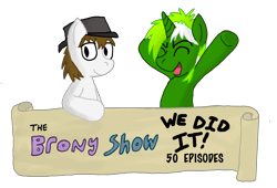 Size: 4083x2783 | Tagged: safe, artist:sketchymouse, oc, oc:circuit mane, oc:d-pad, species:pony, 50 episodes, the brony show