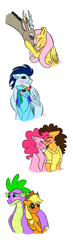 Size: 415x1415 | Tagged: safe, artist:bellbell123, character:applejack, character:cheese sandwich, character:discord, character:fluttershy, character:pinkie pie, character:rainbow dash, character:soarin', character:spike, species:dragon, species:pony, ship:applespike, ship:cheesepie, ship:discoshy, ship:soarindash, female, male, shipping, straight