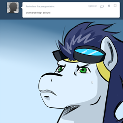 Size: 900x900 | Tagged: safe, artist:glasdale, character:soarin', ask, cromartie high school, soarin-responde, tumblr