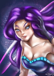 Size: 706x1000 | Tagged: safe, artist:bunsogen, artist:the-park, edit, character:rarity, episode:the other side, g4, my little pony: equestria girls, my little pony:equestria girls, bare shoulders, breasts, busty rarity, cleavage, female, solo, trace