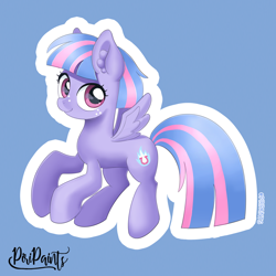 Size: 900x900 | Tagged: safe, artist:piripaints, character:wind sprint, species:pegasus, species:pony, episode:common ground, g4, my little pony: friendship is magic, cute, female, filly, flying, freckles, looking at you, pastel colors, signature, smiling, solo, sprintabetes, wings