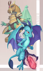 Size: 780x1280 | Tagged: safe, artist:loupgarou, character:princess ember, species:dragon, episode:gauntlet of fire, g4, my little pony: friendship is magic, armor, bloodstone scepter, dragon armor, dragon lord ember, dragoness, female